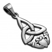 Celtic Knot Trinity and Claddagh Pendant, pn153